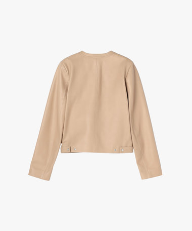 ラムスキン レザー 長袖 カーディガンプレッション