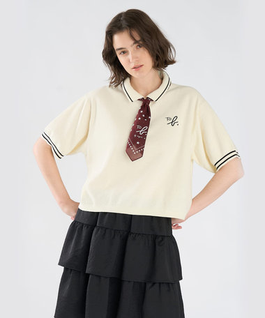 To b. by agnes b.× green label relaxing ロゴ刺繍 コットン ニットポロ