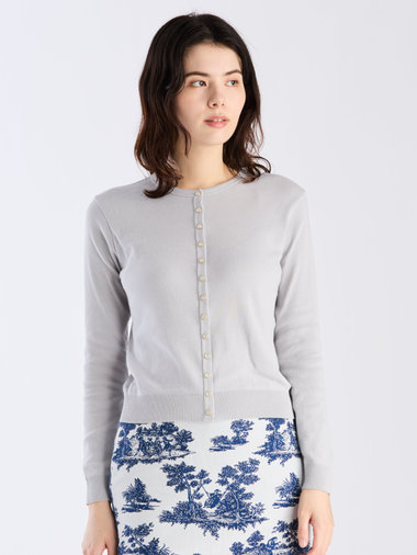【Outlet】コットン ニット 長袖 カーディガンプレッション ”Swing Nacre”