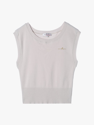 【Outlet】”b.” ロゴ刺繍 コットンニット ベスト ”Ovaline”