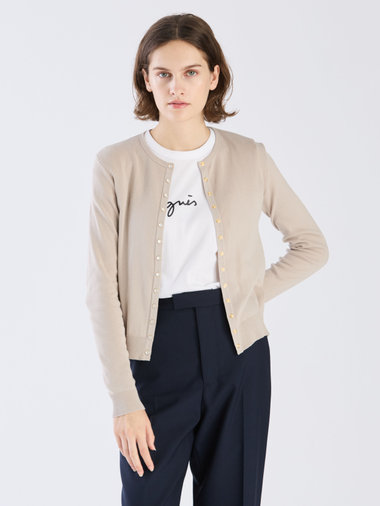 【Outlet】コットン ニット 長袖 カーディガンプレッション ”Swing Nacre”