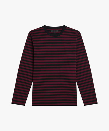 メンズ 細ボーダー コットン 長袖 Tシャツ