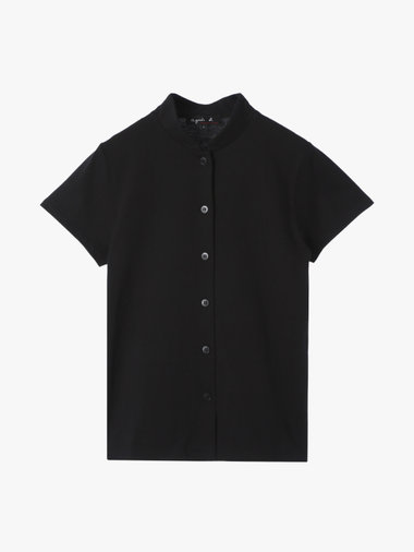 コットン ハイネック 半袖 ブラウス "Violaine"