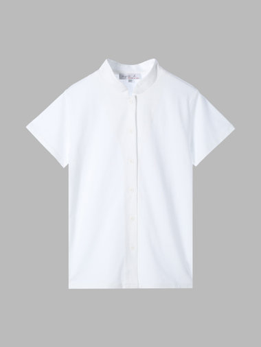 コットン ハイネック 半袖 ブラウス ”Violaine”