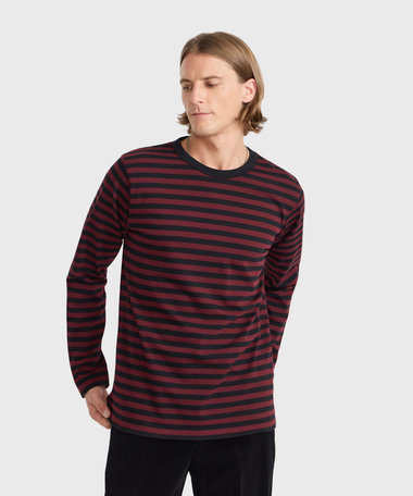 メンズ 細ボーダー コットン 長袖 Tシャツ