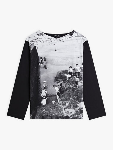 フォトプリント コットン 長袖 Tシャツ ”La plage”