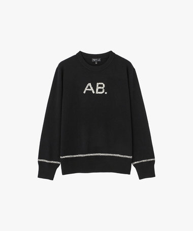 "AB."刺繍 長袖 ニットプルオーバー