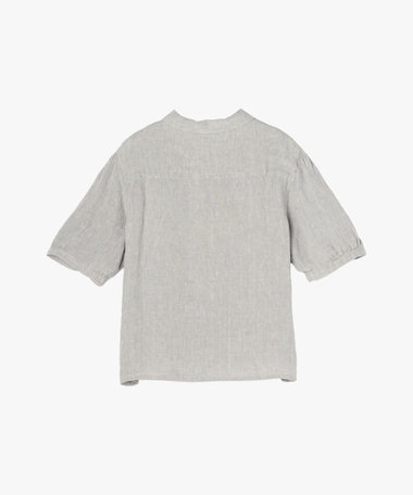 リネン 半袖 スタンドカラー ブラウス "New Desir"