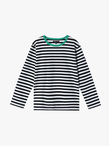 細ボーダー コットン 長袖 Tシャツ ”Biotop”