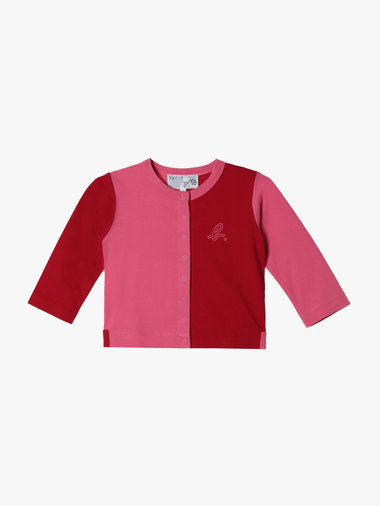 ベビー バイカラー "b."ロゴ コットン 長袖 カーディガンプレッション