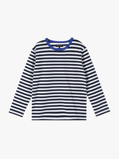 細ボーダー コットン 長袖 Tシャツ ”Biotop”