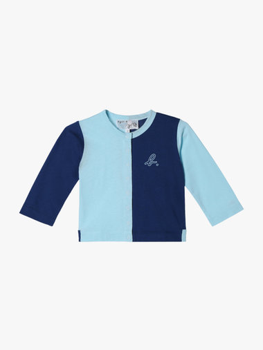 ベビー バイカラー "b."ロゴ コットン 長袖 カーディガンプレッション