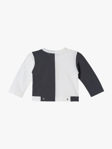 ベビー バイカラー "b."ロゴ コットン 長袖 カーディガンプレッション