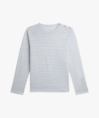 メンズ ボーダー リネンジャージー 長袖 Tシャツ "Epoxy"