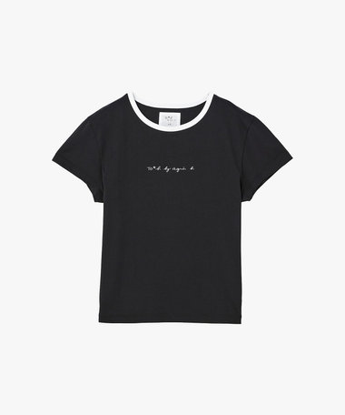 To b. by agnes b.× green label relaxing ロゴ刺繍 オーガニックコットン リンガーTシャツ