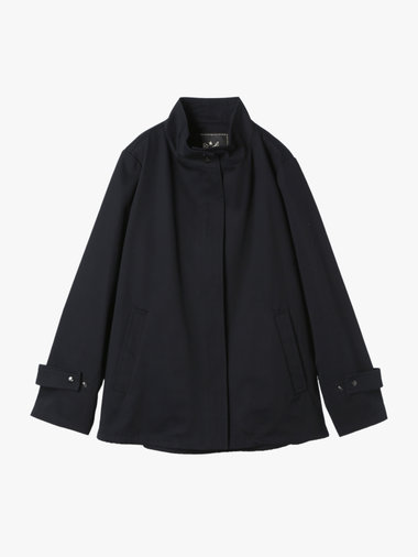 コットン スタンドカラー ジップアップ ショートコート