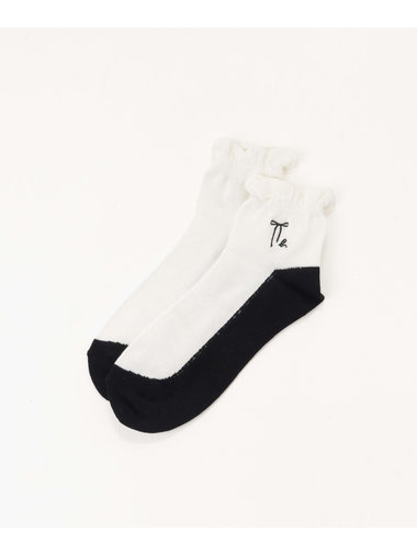 AB64 E CHAUSSETTE キッズ バイカラー リボンモチーフソックス