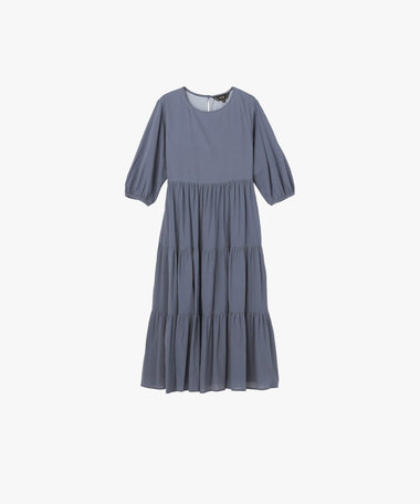 コットンシフォンティアードドレス