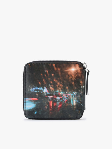 【Outlet】フォトプリント レザー ラウンドジップ 二つ折り  ウォレット ZAH04A-01