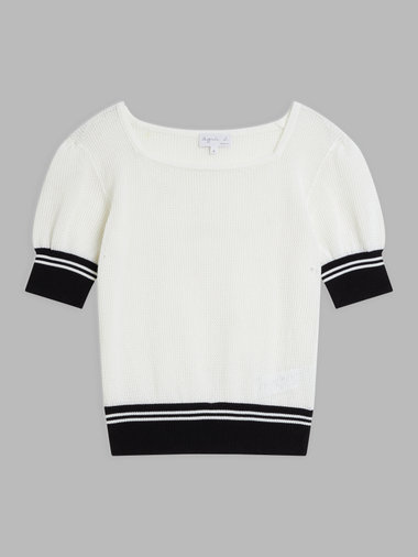 メッシュ 5分袖 ニットプルオーバー ”Jessica”