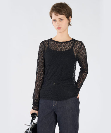 レース 長袖 プルオーバー