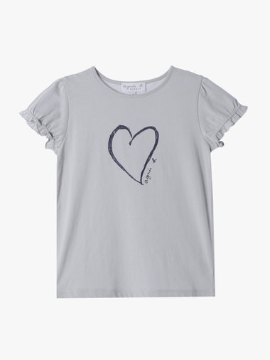 キッズ ハートプリント コットン 半袖 Tシャツ