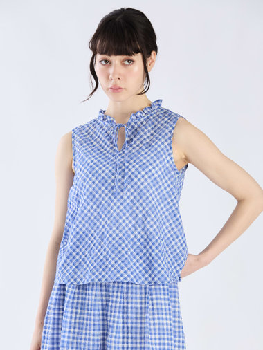 【Outlet】【セットアップ対応商品】ギンガム ノースリーブ ブラウス