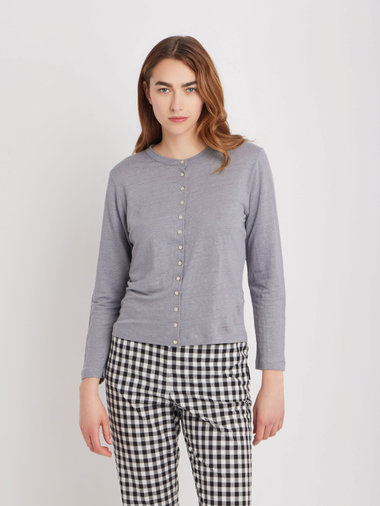 リネン 長袖 カーディガンプレッション "Le Petit"