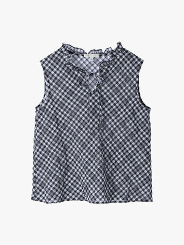 【Outlet】【セットアップ対応商品】ギンガム ノースリーブ ブラウス