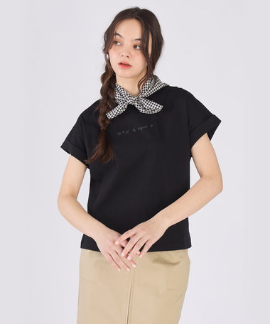 ロゴ プリント コットン マカロン Tシャツ