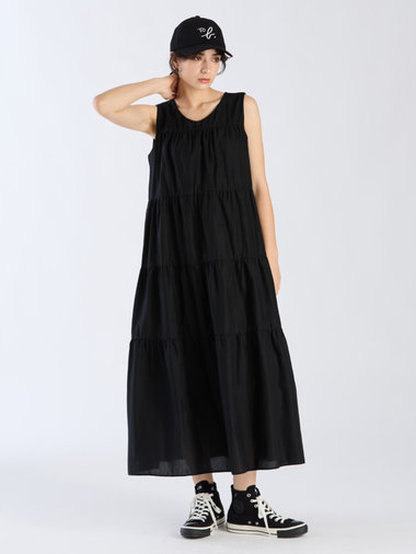 【Outlet】ブイネックティアードドレス