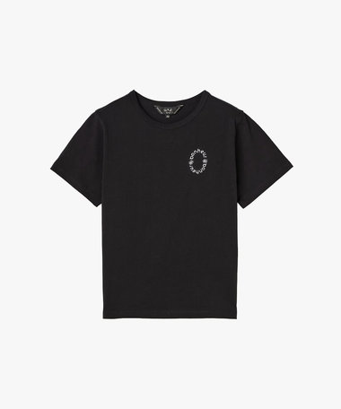 メッセージ 刺繍 コットン 半袖 Tシャツ "Bonheur"