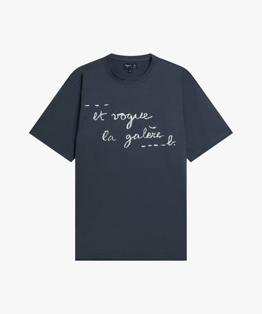 メッセージ プリント コットン 半袖 Tシャツ "et vogue la galere"
