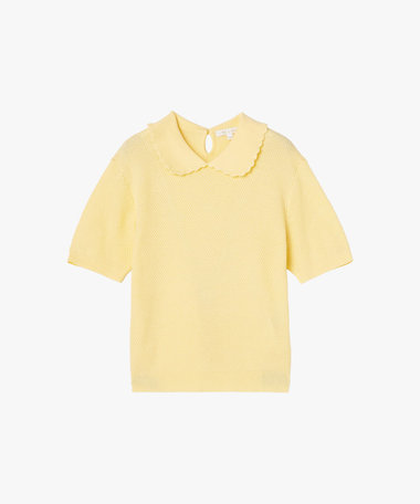 コットン タック ステッチ 半袖 ニット プルオーバー