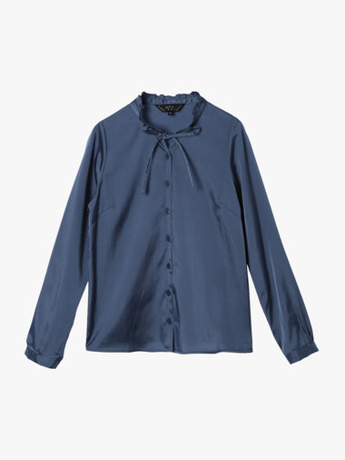 【Outlet】サテン ロングスリーブ フリル ブラウス