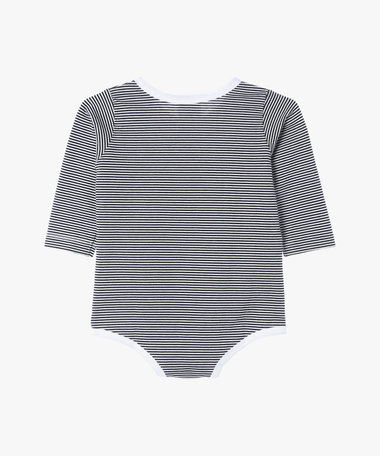 ベビー ロゴ ボーダー コットン 長袖 ボディスーツ 2枚組