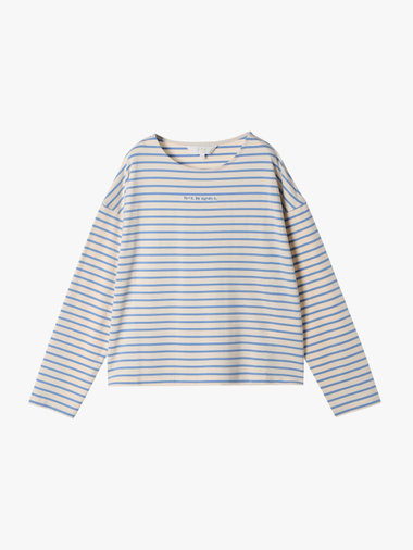 ボーダー ロゴ 刺繍 長袖 Tシャツ